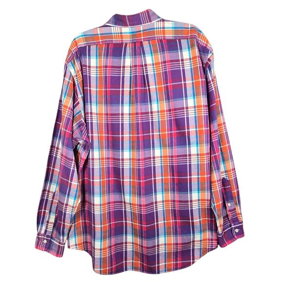 Ralph Lauren Shirt Mens XL Purple Plaid Flannel Button Up Custom Fit Pony VTG - Picture 8 of 11